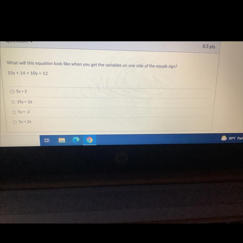 What level does equation look like when you get the variables on one side of the Equals-example-1