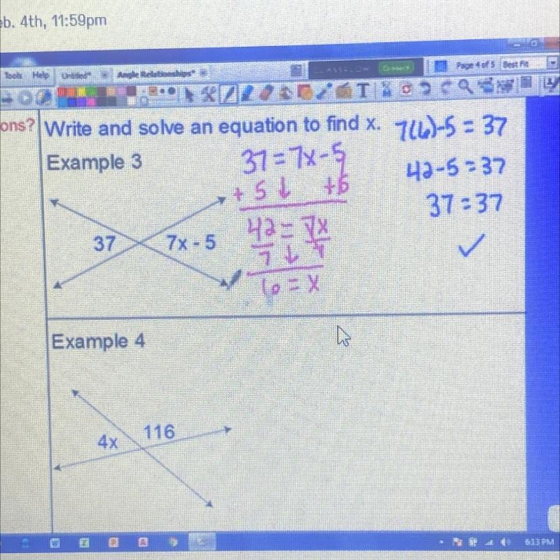 In Example 3, why did she set the values of the angles equal to each other instead-example-1