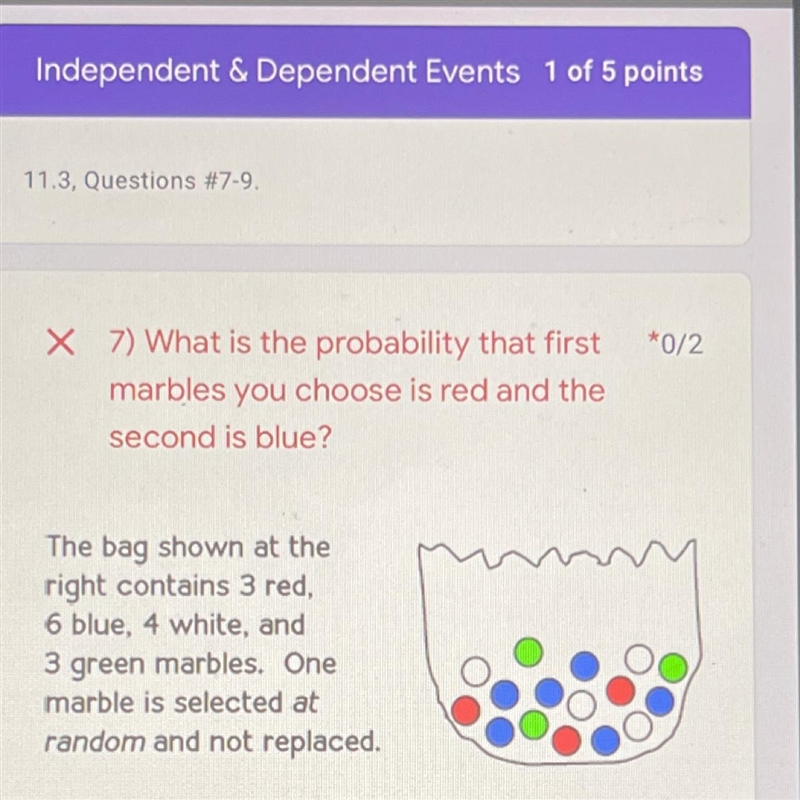 What is the probability that the first marbles you choose is red and the second is-example-1