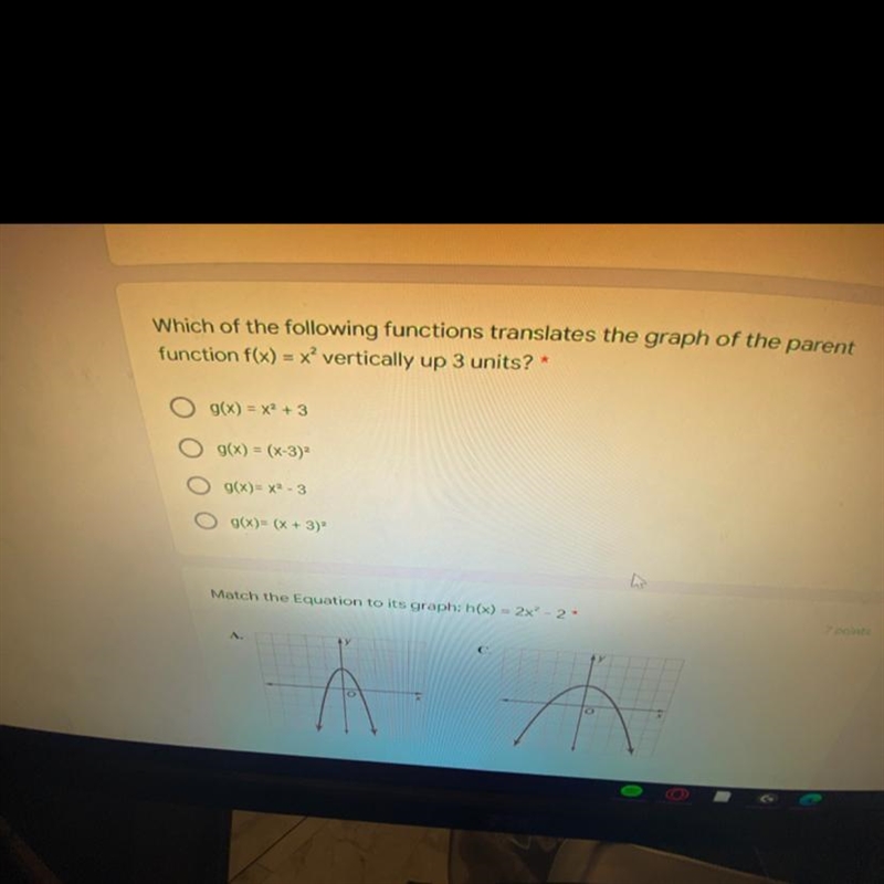 Which of the following functions translates the graph of the parent function f(x)=x-example-1