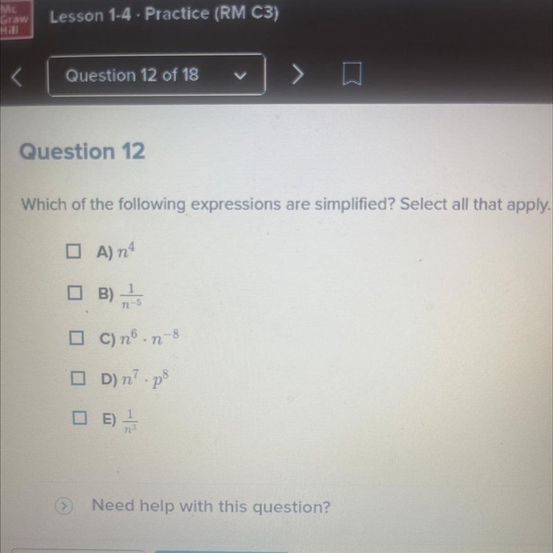 Which expressions are simplified? Pls help!!-example-1