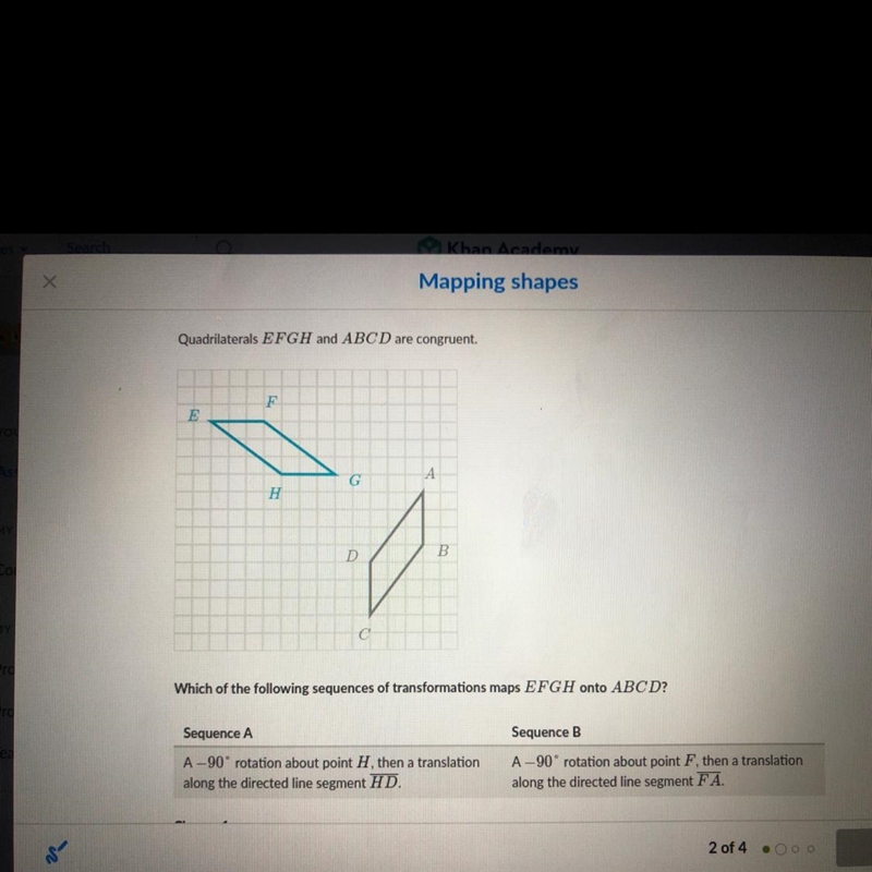 Pls help ! MAPPING SHAPES A) only sequence a b) only sequence b c)both d) neither-example-1