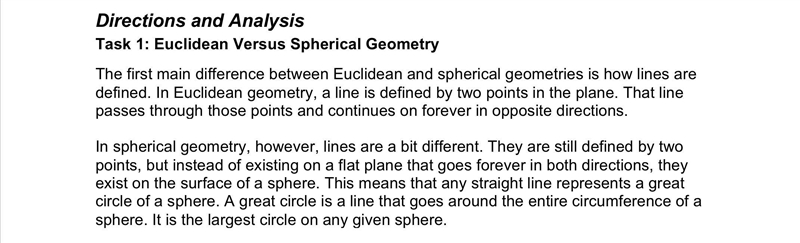 Would the sum of the interior angles of a triangle in this type of geometry be different-example-2