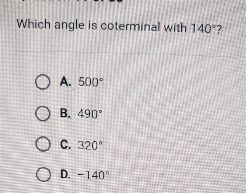 Which angle is coterminal with 140°?​-example-1