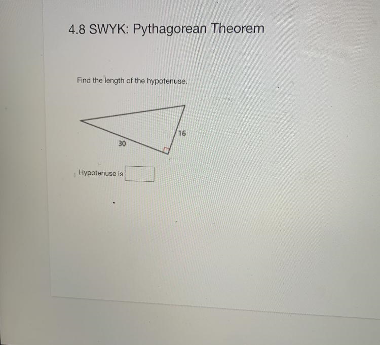 Find the length of the Hypotenuse-example-1