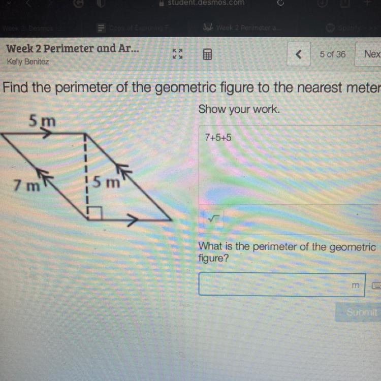 Find the perimeter of the geometric Figure to the nearest meter-example-1