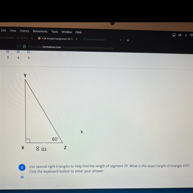 answer quick please!!!! use special right triangles to help find the length of segment-example-1