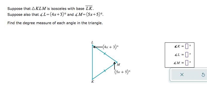 Find the degree measure of each angle in the triangle-example-1