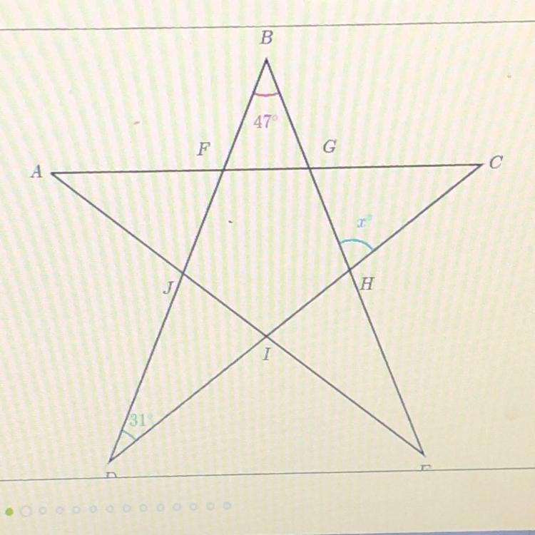 What is the measure of angle x?-example-1