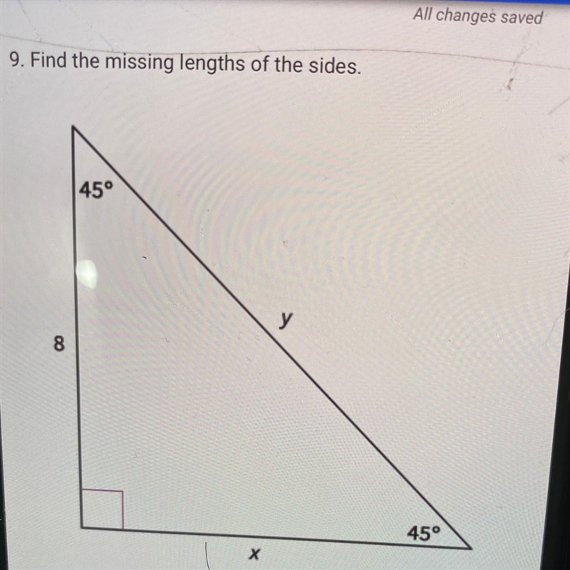 9. Find the missing lengths of the sides.-example-1