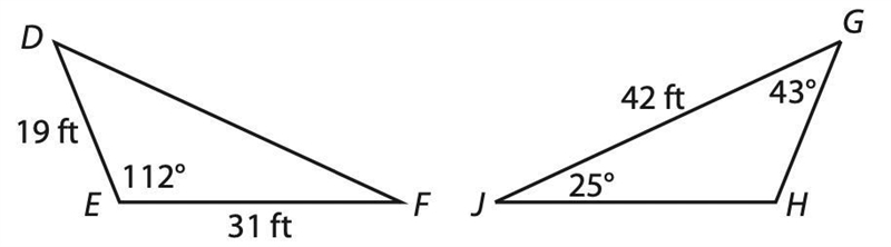 PLS HELP HURRY THX!!! △DEF ≅ △GHJ. Find the given side length or angle measure. HJ-example-1