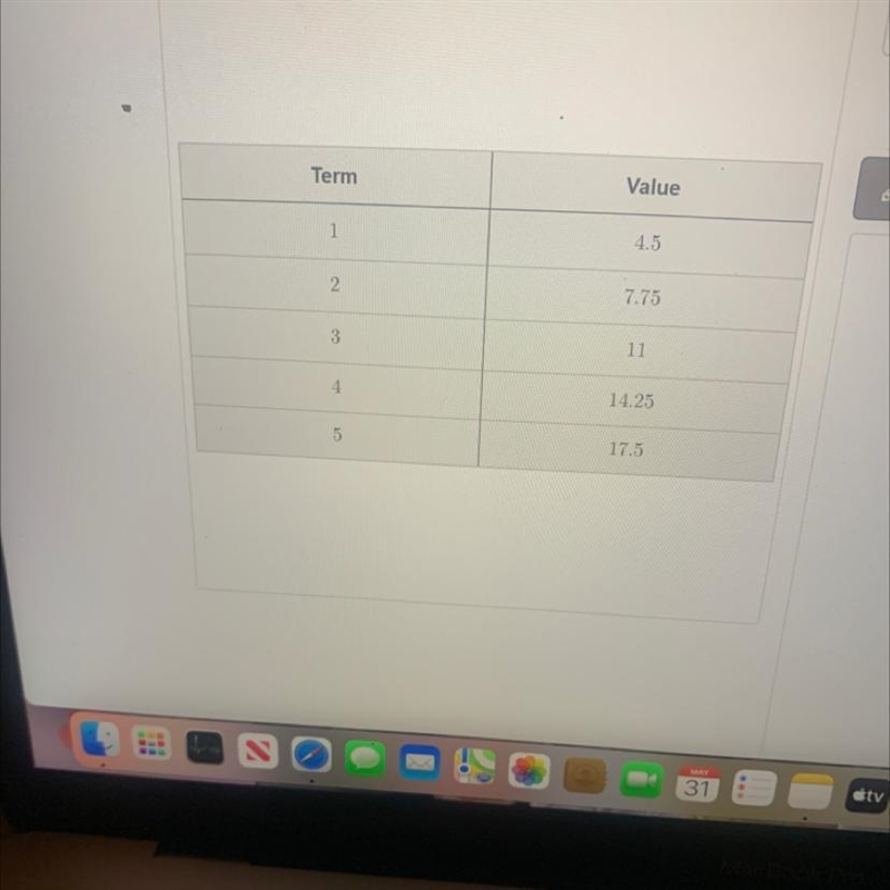 Write the sequences equation for the table . Your equation should be in the form a-example-1