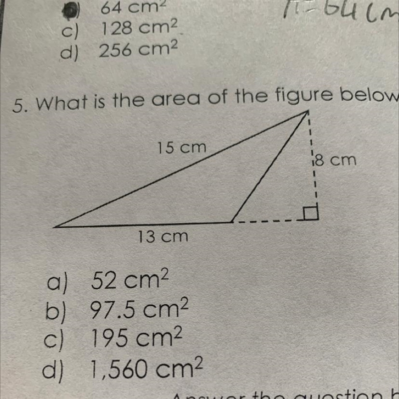 What is the area of the figure below 15 cm 18cm 13 cm-example-1