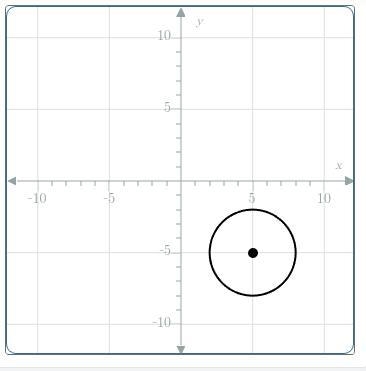 Find the equation of the circle in standard form. center (5,-5) radius = 3 units-example-1