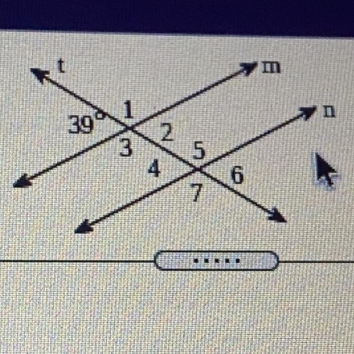 Find the measure of 1 that lines m and n are parallel and t is transversal M<1=-example-1