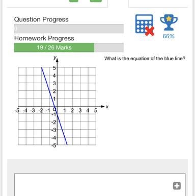 What’s the equation of the blue line?-example-1