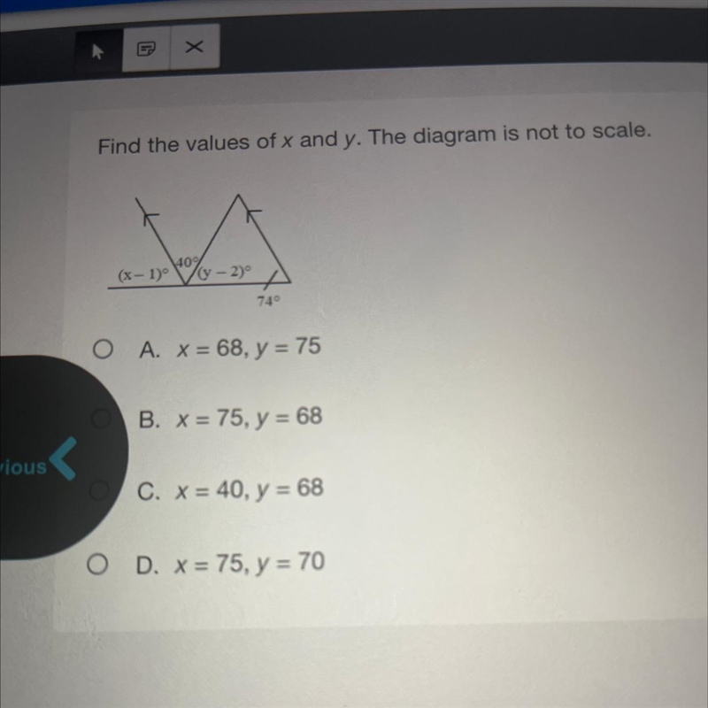 Find the values of x and y. The diagram is not to scale-example-1