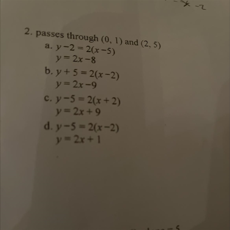 Help Passed through (0, 1)and (2, 5) (look at pic)-example-1