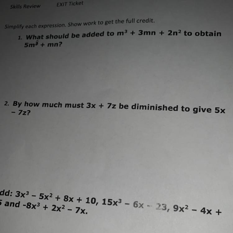 Can someone help me complete these problems? Quick ( Just the first two)-example-1