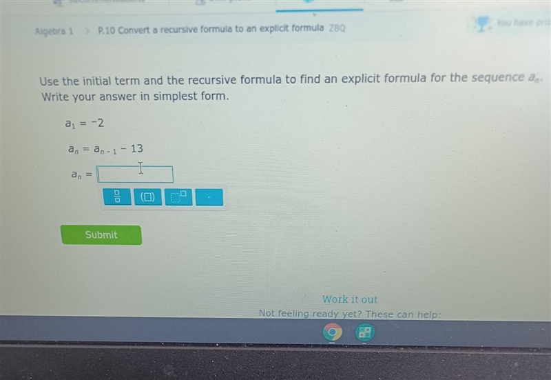 Use the initial term and the recursive formula to find an explicit formula for the-example-1