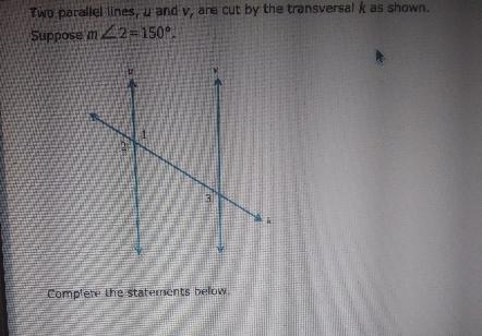 We see that 22 and 23 are Choose one And since the lines u and y are parallel, 22 and-example-1