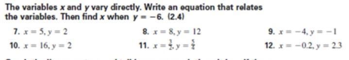 Write and equation that relates the variable. Then find X when y= -6.-example-1