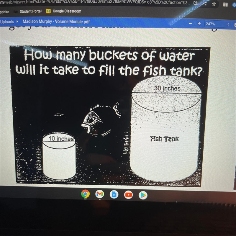 How many buckets of water will it take to fill the fish tank?-example-1