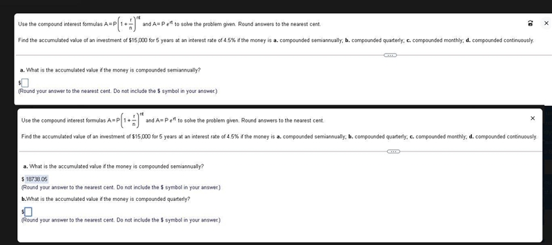 Find the accumulated value if the money is compounded quarterly?-example-2