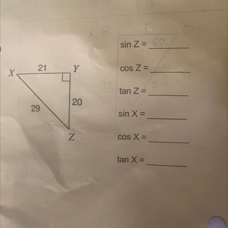 Write the correct ratio (fraction) for each triangle.-example-1