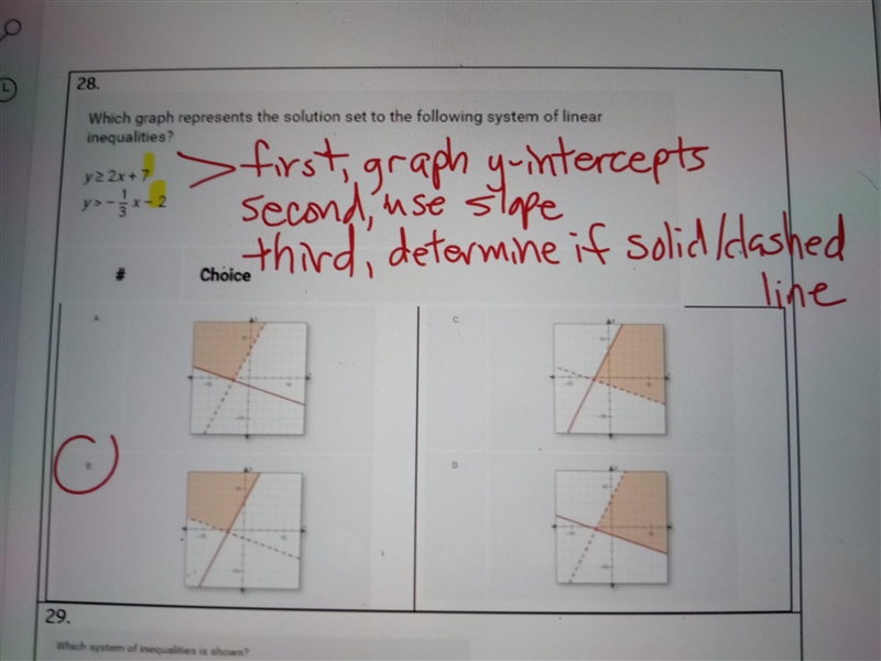 Which graph represents the solution set to the following system of linear inequalities-example-1