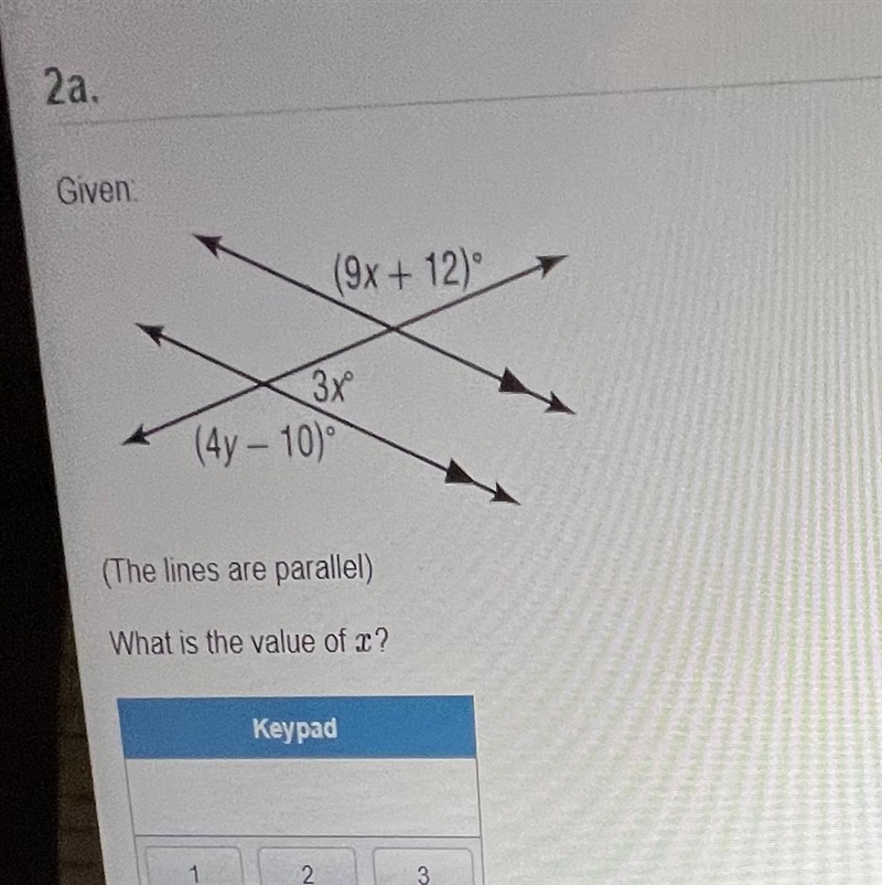 (The lines are parallel) What is the value of x?-example-1