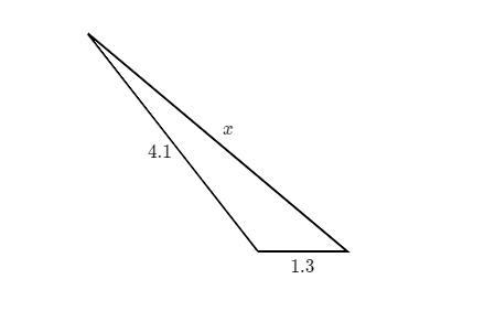 What is the range of possible sizes for side x?-example-1