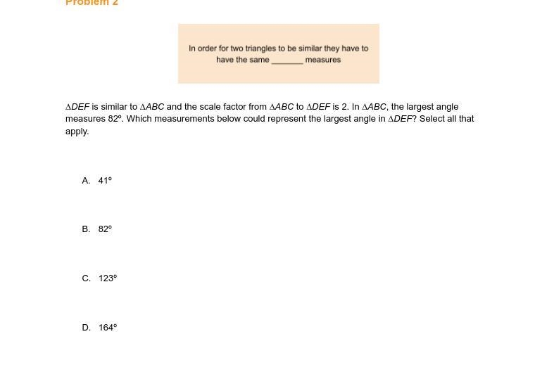 ∆DEF is similar to ∆ABC and the scale factor from ∆ABC to ∆DEF is 2. In ∆ABC, the-example-1