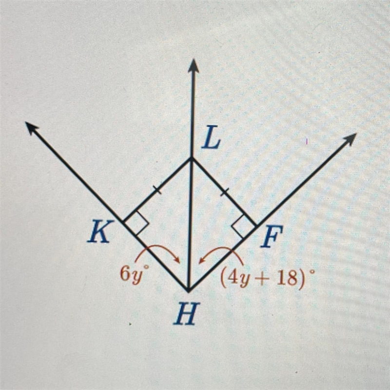 K 69 L H F (4y + 18) 3. Part A Find the value of y. (1 point) Oy = 1.8 Oy=7.2 Oy=9 Oy-example-1