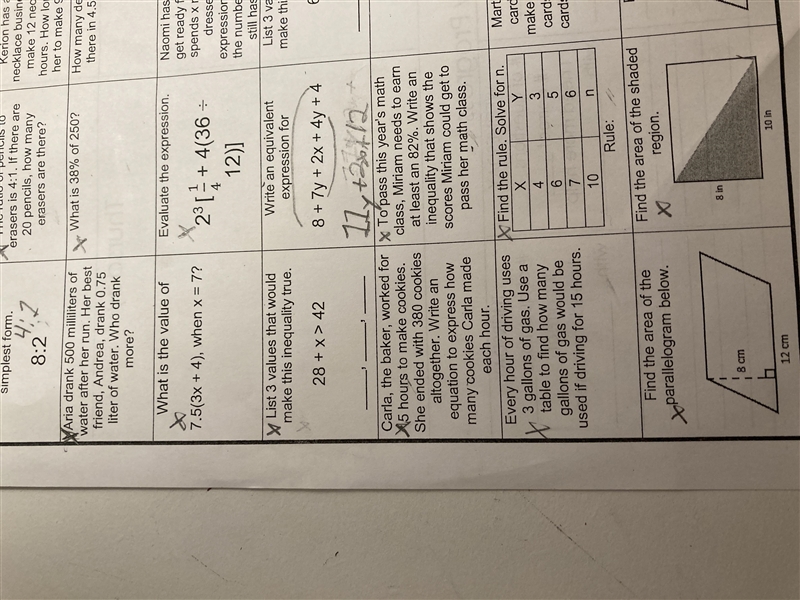 Just need help with the problems that have X’s next to them.-example-1