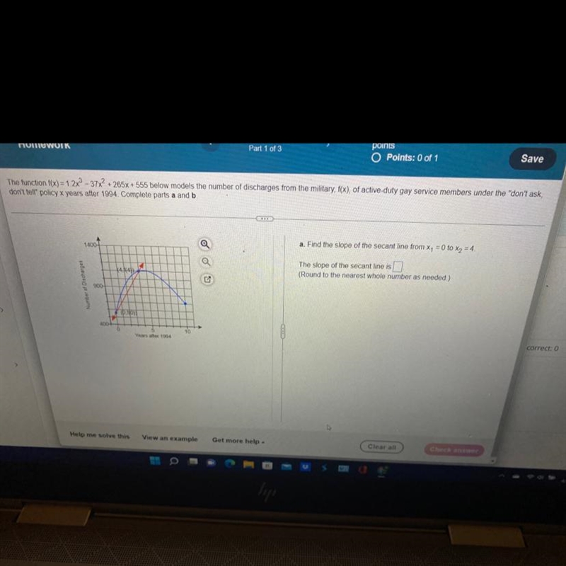 What is the slope of the secant line? Thank you-example-1