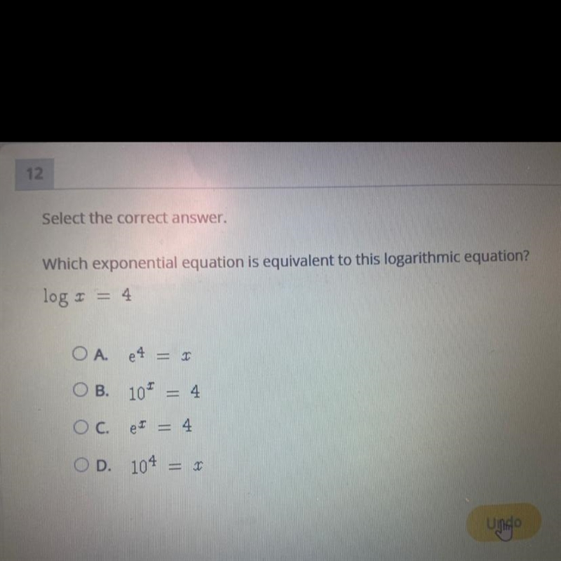 Which exponential equation is equivalent to this logarithmic equation? (2)-example-1