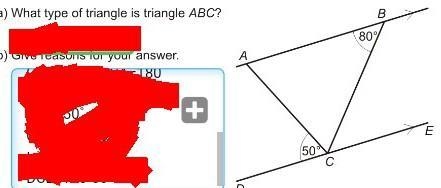 A) What type of triangle is triangle ABC? b) Give reasons for your answer. I just-example-1