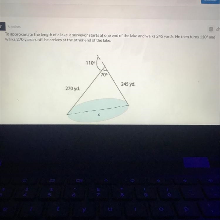 To the nearest whole number what is the distance across the lake?-example-1