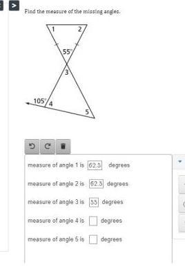 I already know the answer to angle 1, 2 and 3 but how do I find the angle for 4 and-example-1