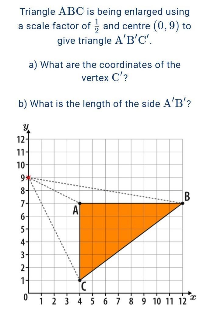 A) What are the coordinates of the vertex C' B) What is the length of the side A'B-example-1