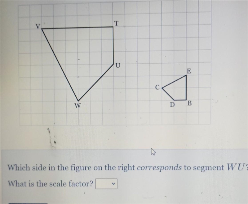 Which side in the figure on the right corresponds to the segment WU and what it the-example-1