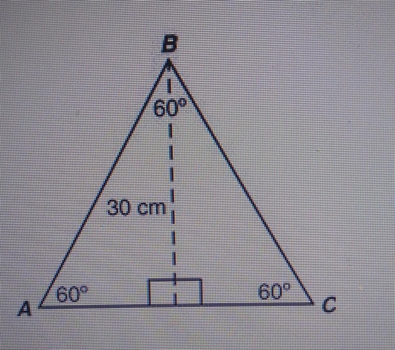 what is the height of ABC is 30 centimeters, what is the length of a side of this-example-1