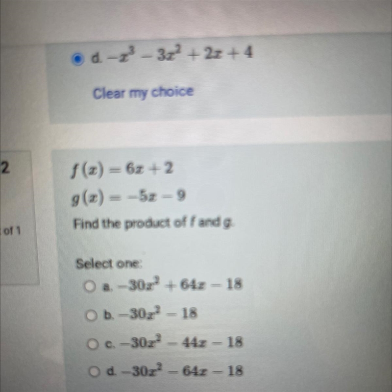 F (x) = 6x + 2g (x) = -5- 9-example-1