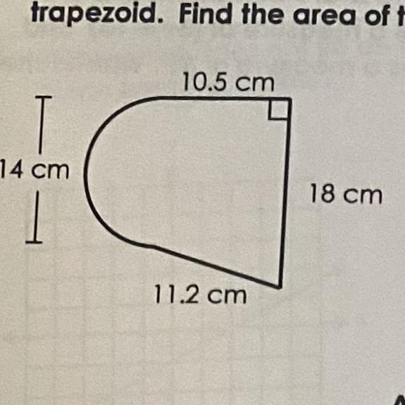 .The figure below includes a semicircle and trapezoid. Find the area of the figure-example-1