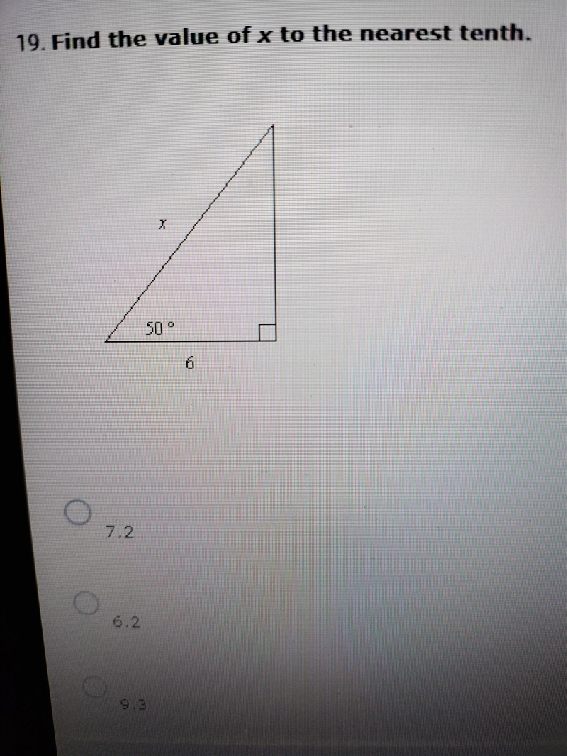 19. Find the value of x to the nearest tenth. 6-example-1