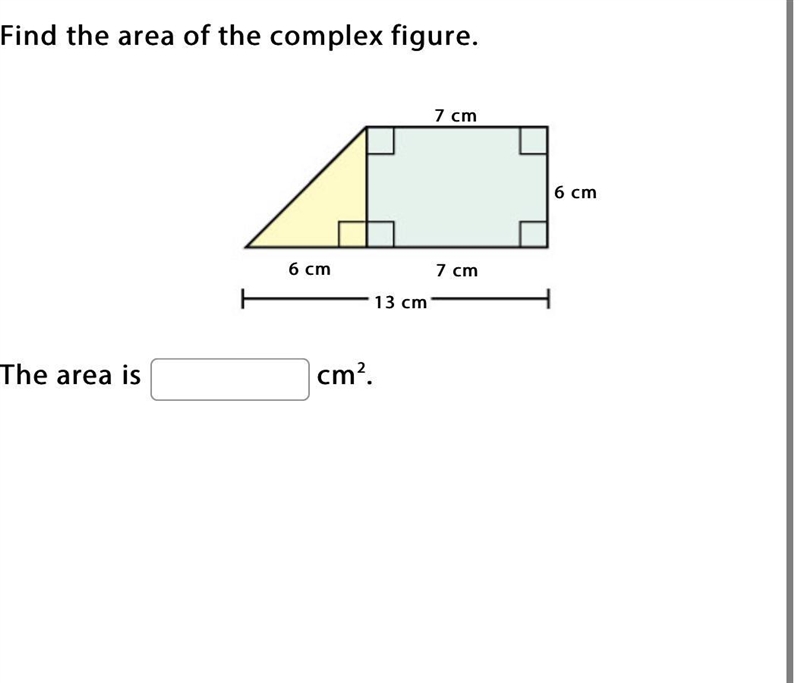 Find the area of the complex figure-example-1