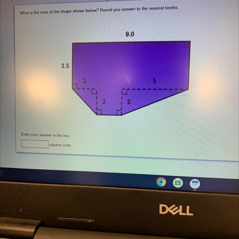 What is the area of the shape shown below? Round your answer to the neatest tenths-example-1