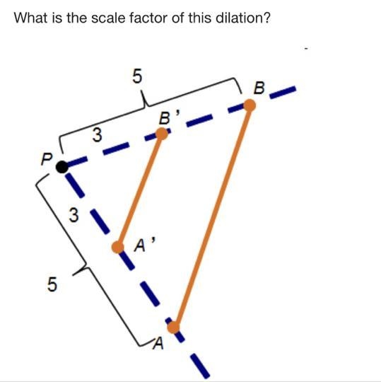 What is the scale factor of this dilation? Answers: A. 1/2 B.3/5 C.1 2/3 D.2-example-1