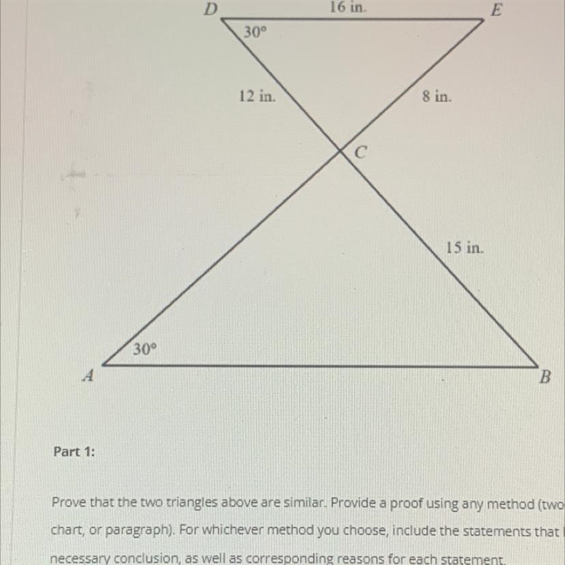 I need help making a proof for geometry! Here is the question… There are 2 parts I-example-1